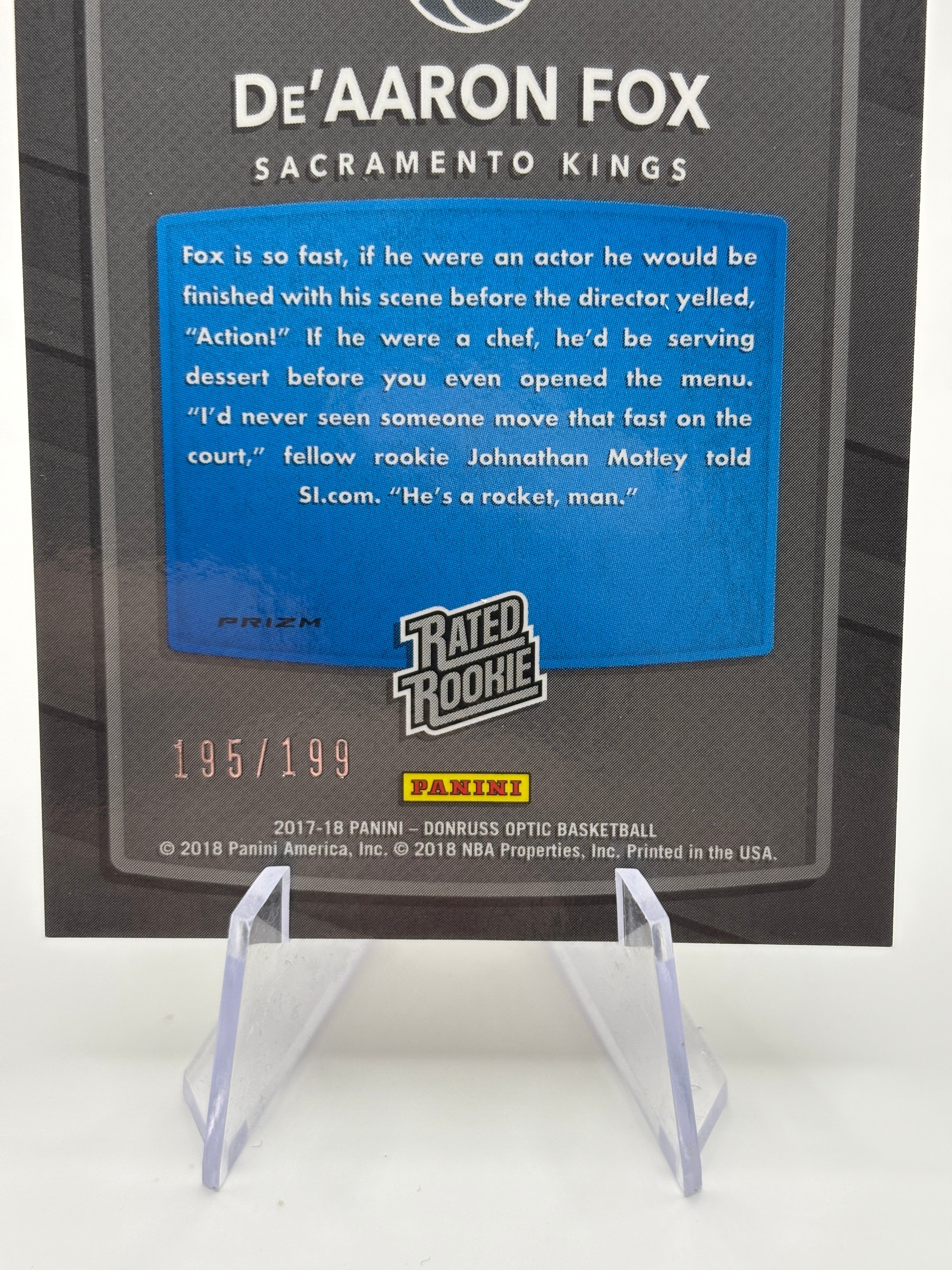 2017 Donruss Optic DE AARON FOX Rated Rookie #196 Orange /199 FRENLY BRICKS - Open 7 Days